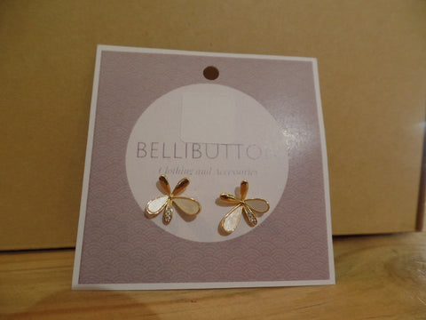 Gold And White Butterfly Studs