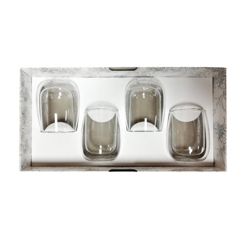 GIFT PACK WITH 4 X 200ML DOUBLE-WALL GLASS CUPS
