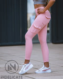 InDelicate - Premium Leggings: Peach Pink Cargo Luxe