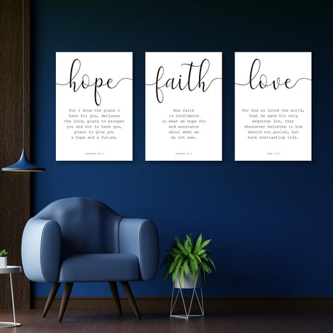 3 Piece Combo | Hope Faith Love Canvas Prints