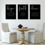 3 Piece Combo | Hope Faith Love Canvas Prints