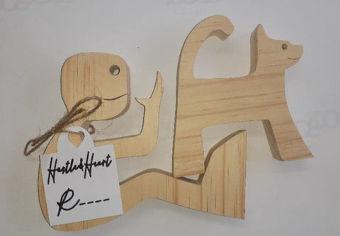 Hustle & Heart: Wood Figurines - Man & Cat