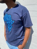 Zip & Zen - Navy Blue Shirt with Blue Africa Print