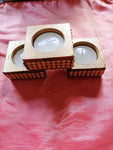 Set of 3 painted, sequin tea lite holders