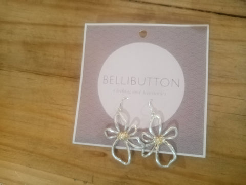 Silver Flower With Gold Center Hoops