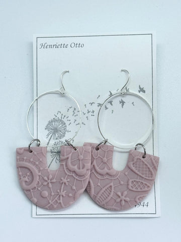 Otto Jewellery Silver & Pastel Pink Ceramic Drop Earrings
