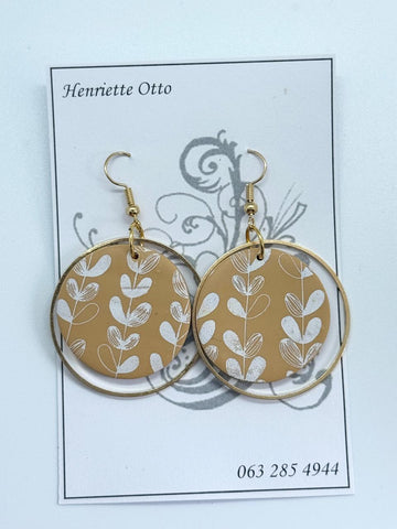 Otto Jewellery Beige and Gold Round Earrings