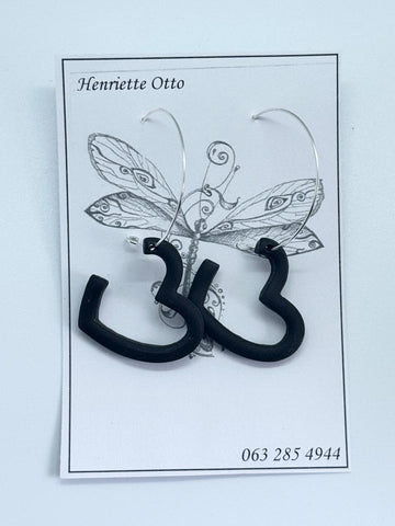 Otto Jewellery Silver and Black Drop Heart Earrings