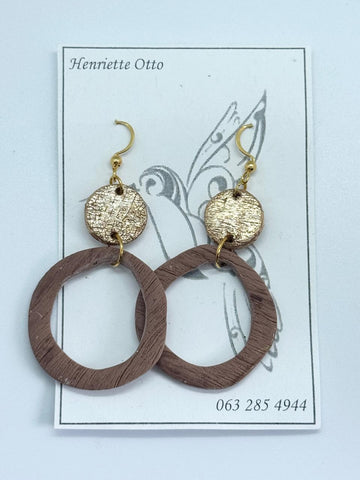 Otto Jewellery Gold & Brown Earrings