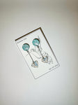 Otto Jewellery Light Green, Grey & Silver Drop Heart earrings