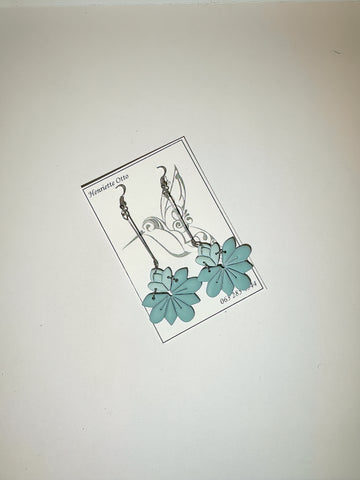 Otto Jewellery Teal Flower Drop Earrings - Silver Finish