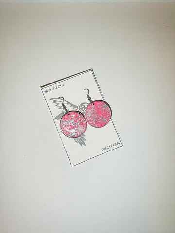 Otto Jewellery Pink and Silver Round Earrings