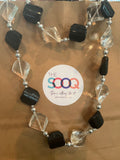 Black and crystal square with silver bead Ref4264