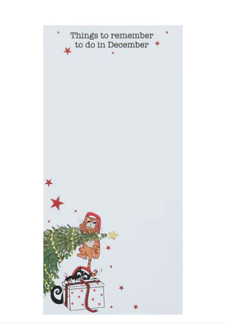 Christmas Paws & Purrs Magnetic Memo Pad (Things To Remember To Do In December) - 9.5 X 19cm