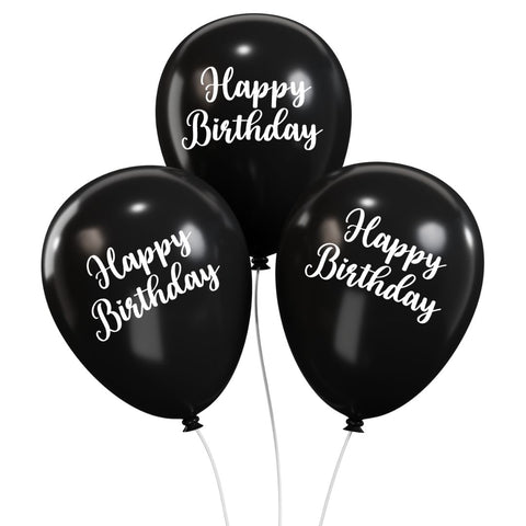 Black Happy Birthday Helium Balloons
