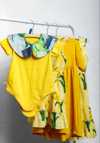 Bownanas - Baby Romper with Collar (Yellow & Peter)