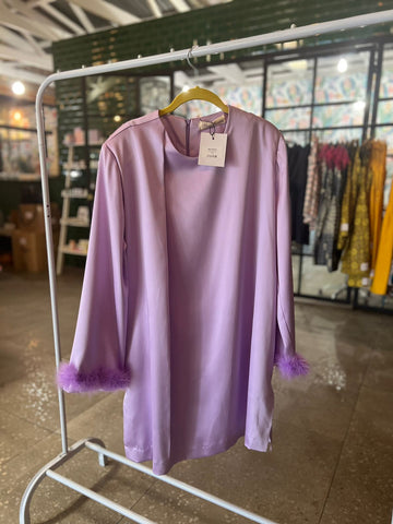Bownanas- Women's Summer Purple Feather Dress