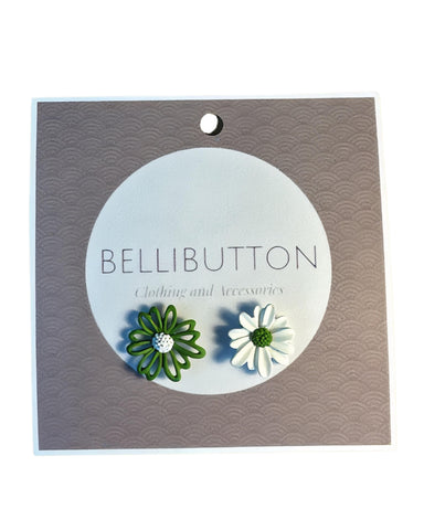 Green and White Earrings