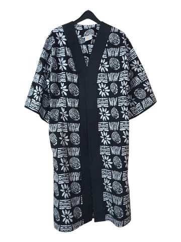 Black & White Geometric Print Kimono
