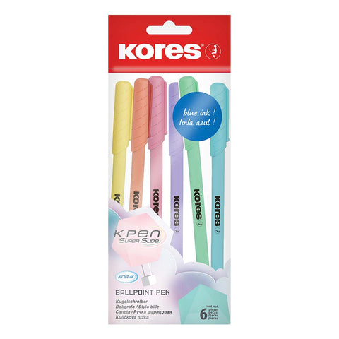 KORES KOR-M PENS PASTEL - SET 6 (BLUE INK)