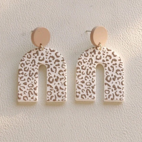 Silifit Dangle Earrings - Peach Leopard Print