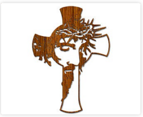 Laser Cut Religious Cross with Jesus Face