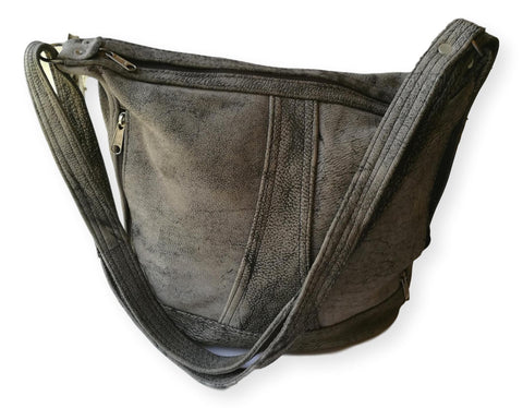 Grey Leather Patchwork Bag