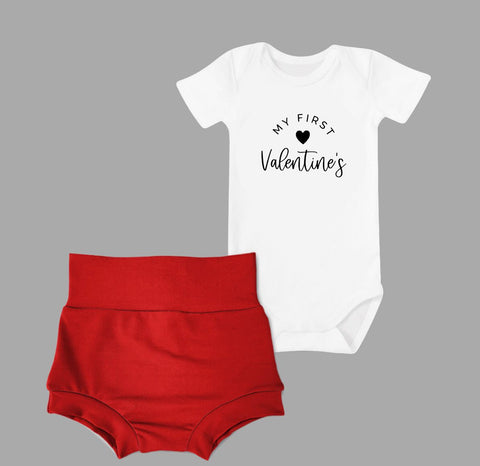 Valentine Baby Onesie & Bummie Sets - My First Valentine