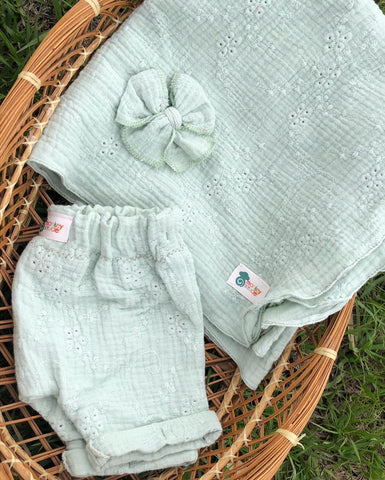 Monkey Strudel - Sage Swaddle Set
