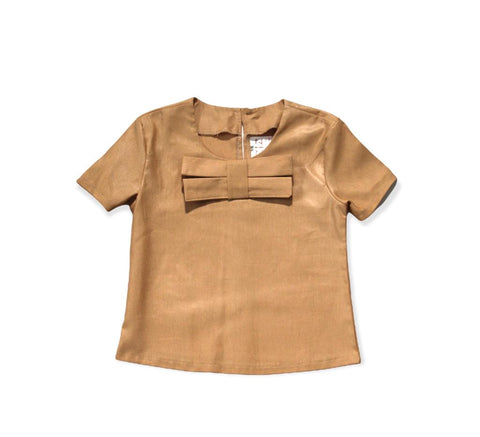 Bownanas - Girls beige summer top with bow