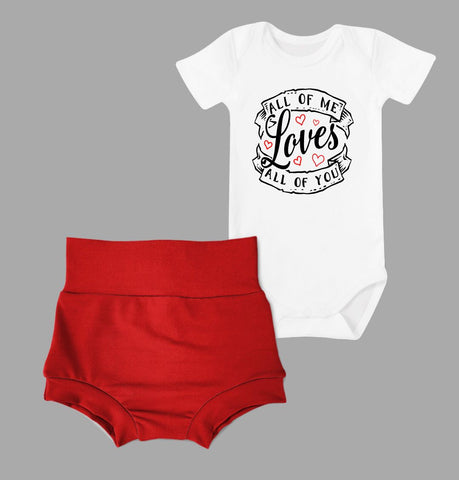 Valentine Baby Onesie & Bummie Sets - All of Me Loves All of You
